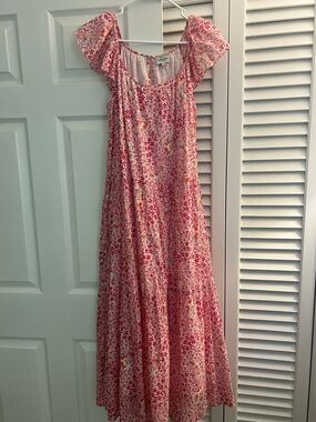 Women's Pink Floral Maxi Dress - Lightweight Summer Dress